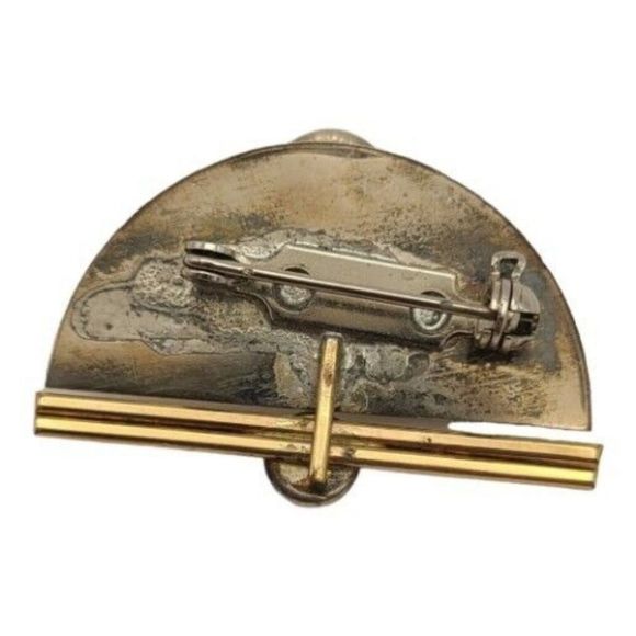 Vintage Sterling and Gold Filled Smoky Quartz & Turquoise Pin Brooch 1.25" - Picture 2 of 5